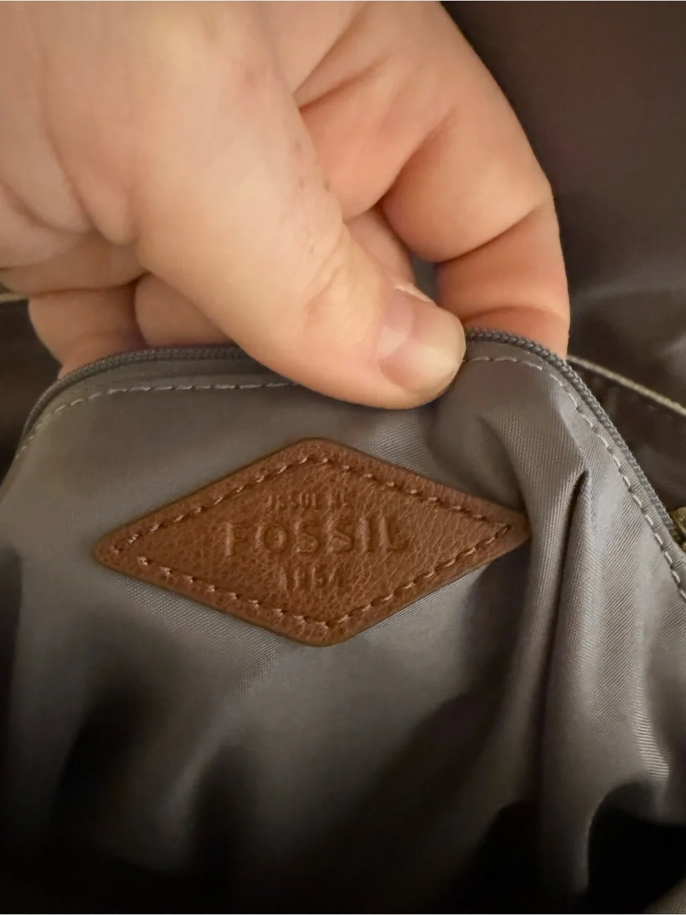 Fossil Cream & Brown Striped Canvas Backpack
